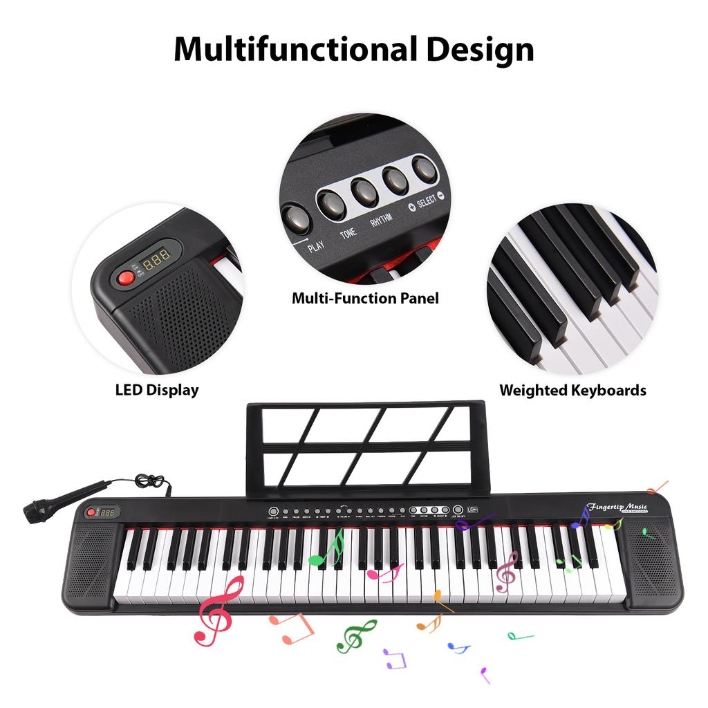61-клавишное электронное пианино Многофункциональная 61-клавишная клавиатура пианино Портативный музыкальный инструмент Подсвечиваемая клавиатура Цифровое