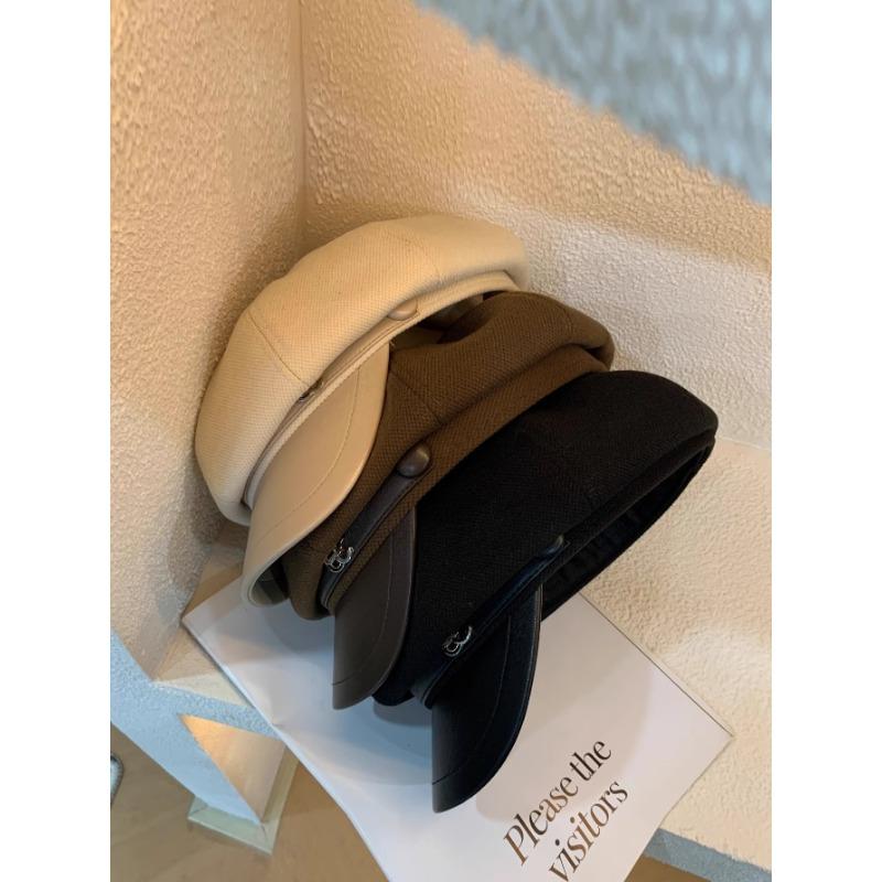 New Woolen Cap Female Black Casual Retro Versatile Painter Beret Showing Face Small Star Anise Hat