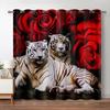 Leopard Flower Window Curtain Living Room Tiger Block Out Curtains For Bedroom Dorm Wild Lion Rose Aesthetic Home Decor 2 Panels
