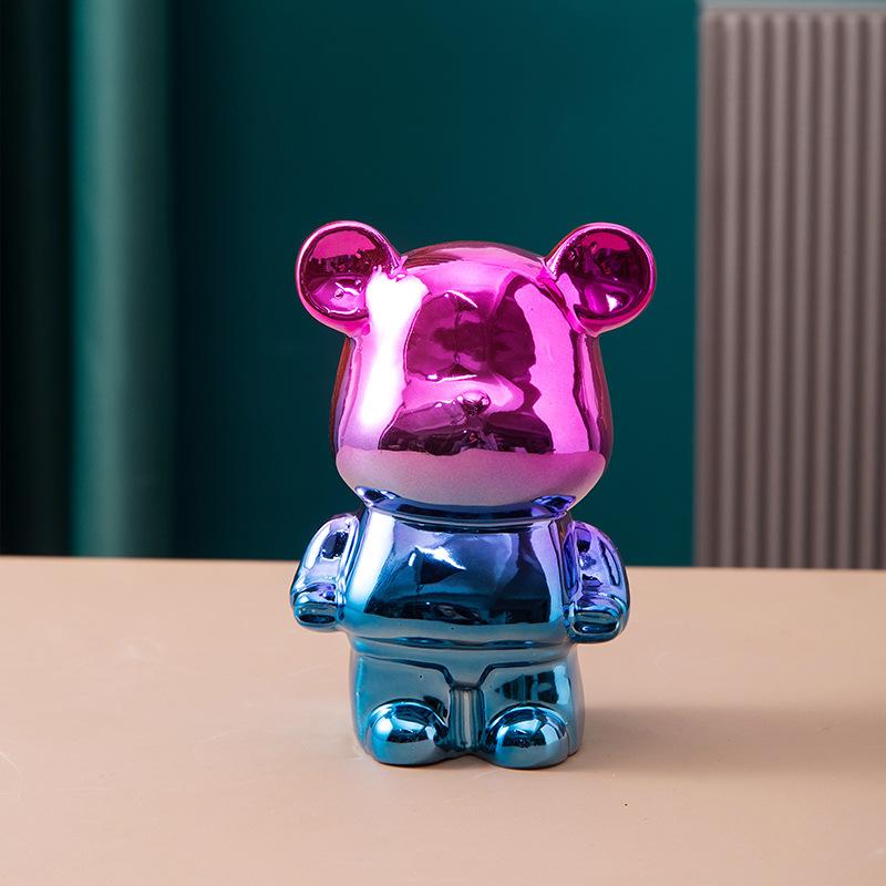 Творческий Tide Play Жестокий медведь животное Керамические фигурки мультфильм Простая копилка Прилавок Настольное украшение Статуя Скульптура