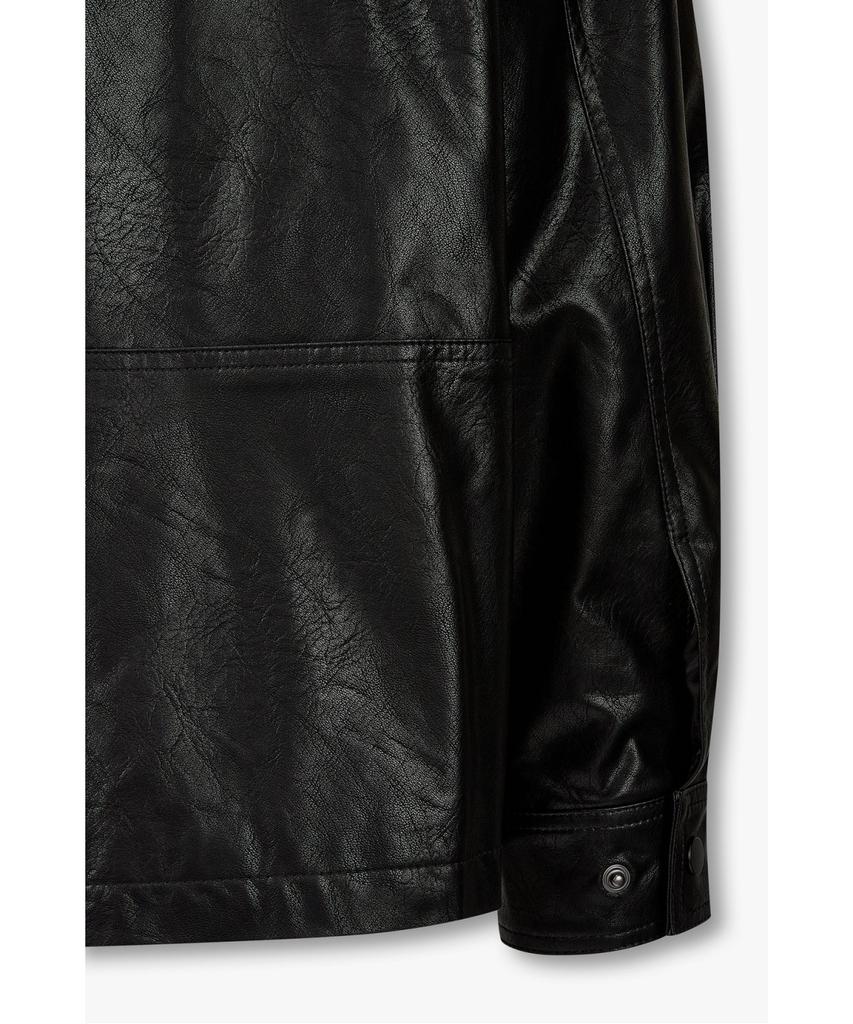 Studio Tomboy [Men] Corduroy Collar Synthetic Leather Jumper _Black_91M6361833