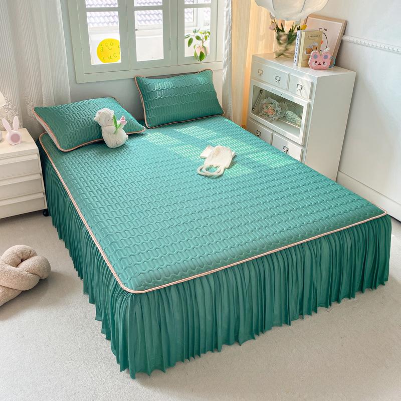 Новый свежий однотонный кружевной крутой латексный летний коврик-юбка-кровать, комплект из трех предметов