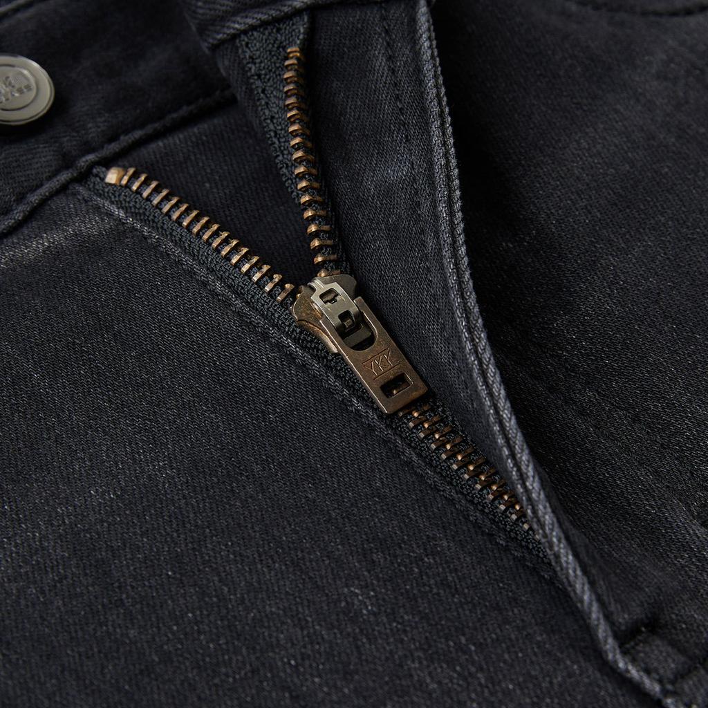 [Three dimensional logo classic casual] Spring fashion washed straight leg men's jeans and pants