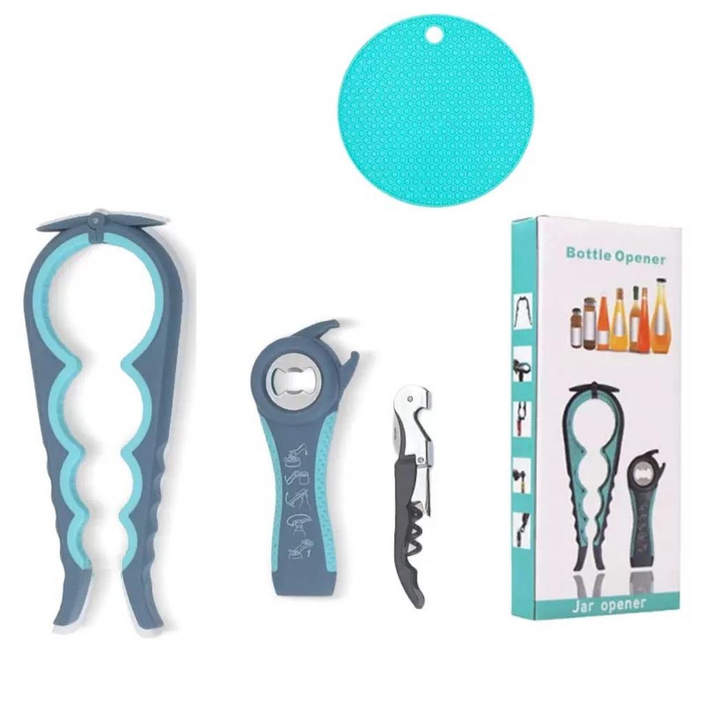 HOMZY Открывалка для консервов Многофункциональная Четыре в одном Открывалка для бутылок с напитками Открывалка для крышек Четырехпозиционная открывалка для консервов Противоскользящая открывалка для крышек