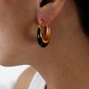 Серьги-кольца из нержавеющей стали для женщин, позолоченные, с черной и белой эмалью, серьги-подвески, массивные кольца для ушей, украшения для повседневной носки