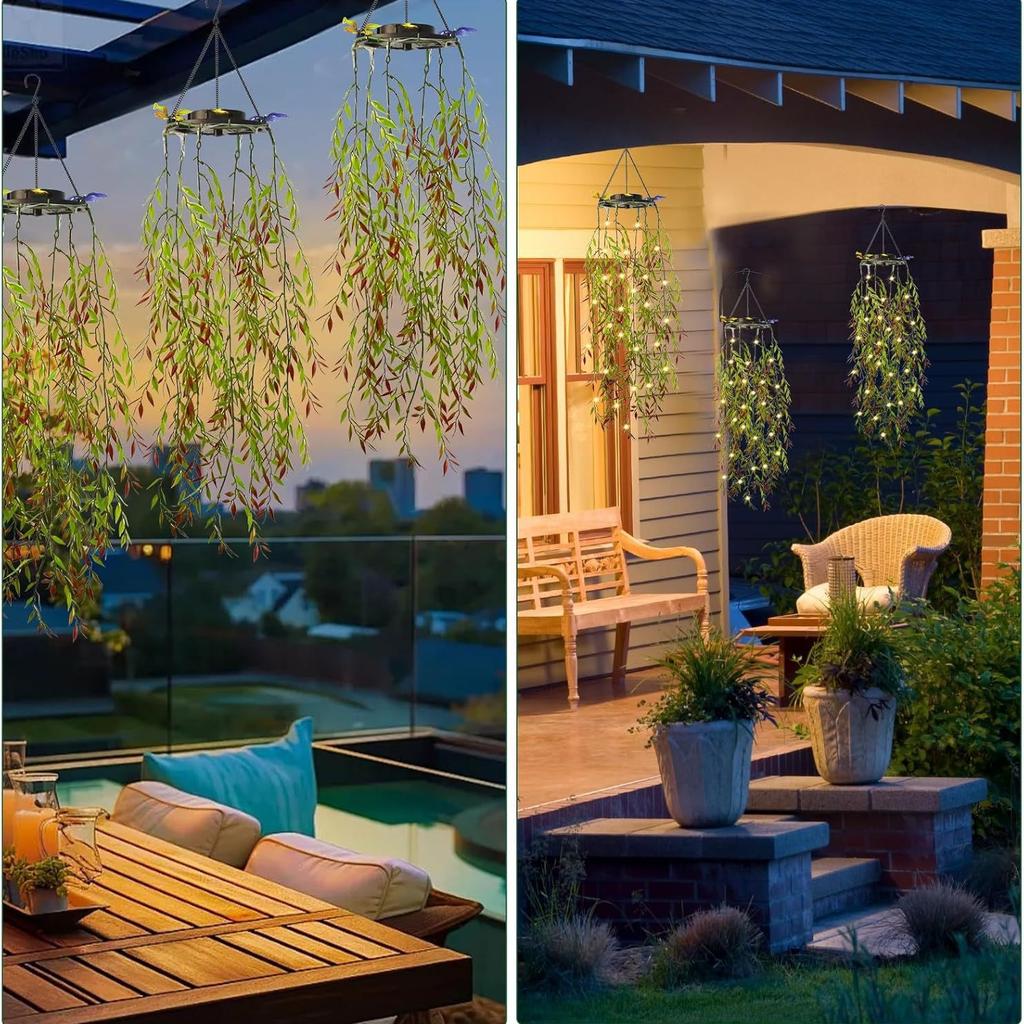 Уличные садовые искусственные растения, солнечные подвесные фонари, 2 шт., светодиодные гирлянды, водонепроницаемые солнечные фонари, для крыльца, для улицы, для свадьбы