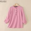 Женская повседневная однотонная свободная блузка с круглым вырезом и длинным рукавом