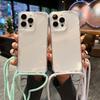 Прозрачный чехол со ремешком для 17 16 15 13 12 11 14 Pro Max Mini XR X XS Max Plus Air, шнурок-цепочка через плечо, пластиковая акриловая крышка