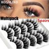 5 Pairs Different Style 3D Handmade Mink Lashes False Eyelashes Comfortable Stereoscopic Multilayer