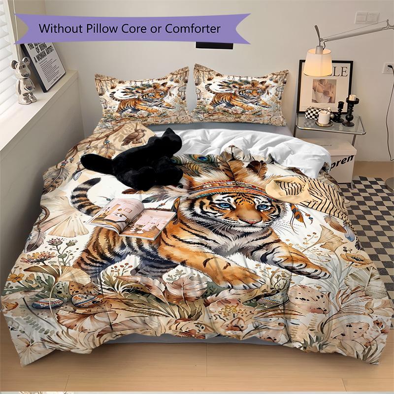 Tiger Dreamscape Adventure Print 3Pcs Bedding Setduvet Cover With 2 Bedropillowcase Home Birthday Gift