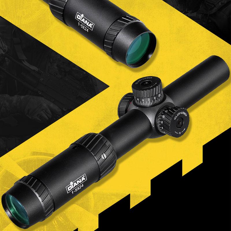 Diana Охотничий тактический оптический прицел 1-5X24 AOE с красным и зеленым светящимся крестообразным прицелом для охоты