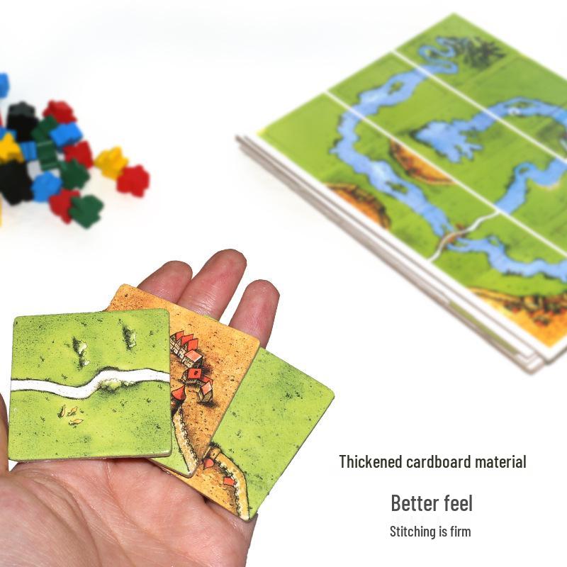 Настольная игра Carcassonne - Китайская версия с дополнением "Река", Толстым игровым полем и Деревянными компонентами