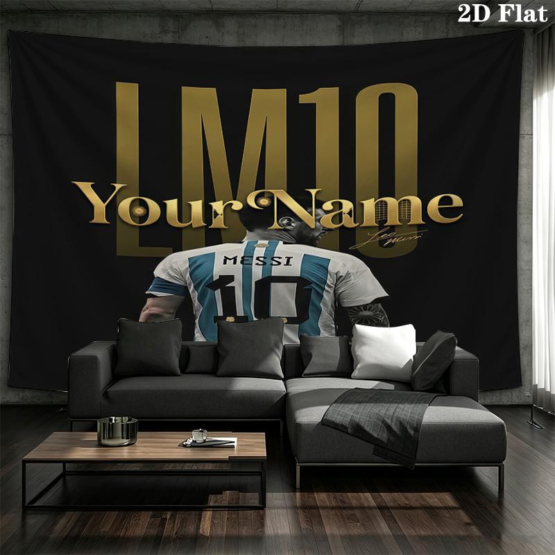 Messi Custom Name Wall Tapestry Aesthetic Wall Hanging Printed Fabric Blanket Decorative Tapestries For Bedroom Living Room Home Decor
