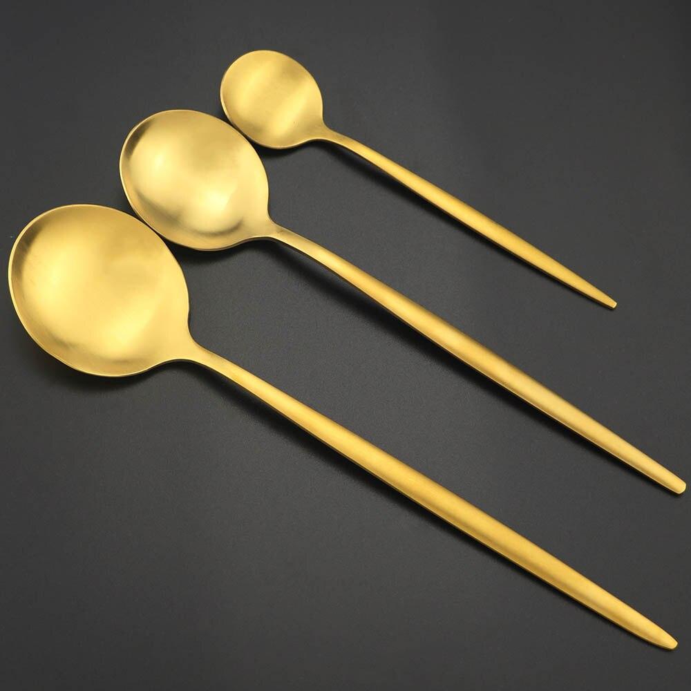Gold Matte Cutlery 32Pcs/ Stainless Steel Dinnerware Set Cutlery Dinner Tableware Western Fork Set Dropshipping Silverware Set