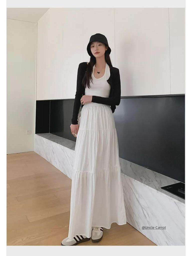 Uncle Radish 2025 Women's Midi Skirt: Loose Fit, Hip-Covering, Small Swing, Lazy Style