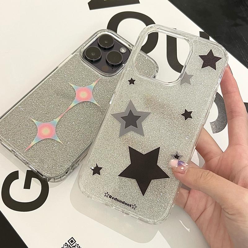 Ins пятиконечная звезда блестящий прозрачный блестящий мягкий силиконовый чехол для телефона для Iphone 13 12 11 14 Pro X Xs Max Xr 7 8 Plus Se задняя крышка
