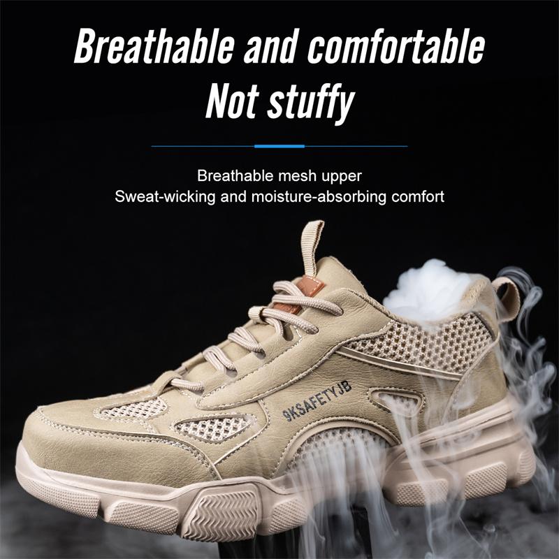 Breathable Safety Shoes Man Summer Work Shoes Lightweight Work Shoes Men Anti Puncture Protective Shoes Anti-Slip Work Sneakers