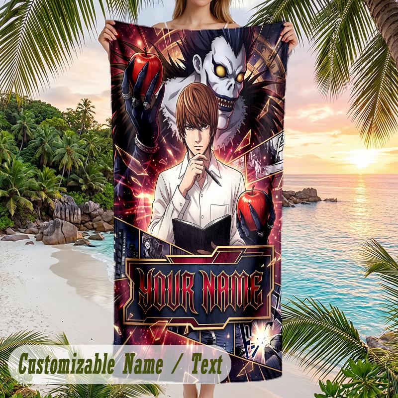 Death Note Beach Towel, Personalized Custom Name Text, Quick Dry Large Absorbent Towel For Beach Pool