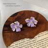Sweet Flower Stud Earrings for Women Purple Enamel Oil Curled Petals Stud Earrings Wedding Party Trendy Cute Jewelry Girls Gift
