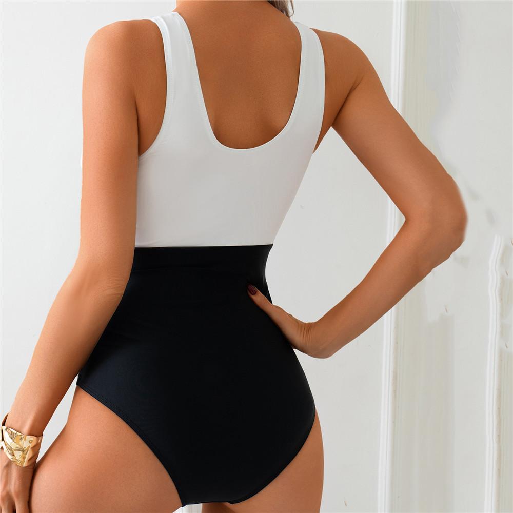 Сексуальный женский купальник Swimsiut, цельный черный белый контрастный купальник, тонкий монокини, купальный костюм, летняя одежда 2025 года