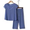 2PCS Mother Nightie Linen Cotton Home Clothes Plus Large Size XL-4XL Pajamas Sets Female Short Sleeve Summer Women Pijama