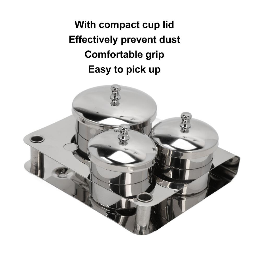 3 Pcs Sturdy Stainless Steel Nail Powder Dappen Dish For Nail Design