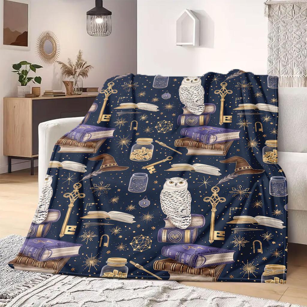 HarryPotter Print Cartoon Flannel Blanket for Travel Picnics Bedrooms Sofas Beds Chairs Home Decor Unique Design Various Sizes