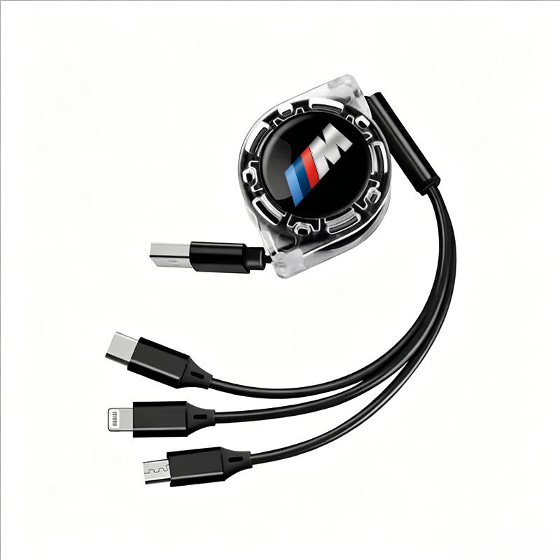CTCE1 3 - in - 1 Retractable Multi - Charger Cable with Micro USB and Type - C For BMW X1 X2 X3 X5 X4 X6 F20 F10 F07 E70 E46 / Sticke
