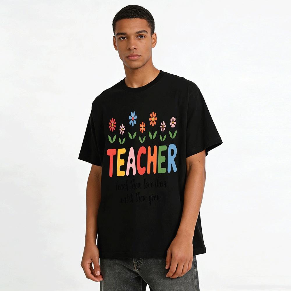 Футболка с цветочным принтом для учителя Учи Teach Love Наблюдай, как они растут Топ Футболка из чистого хлопка