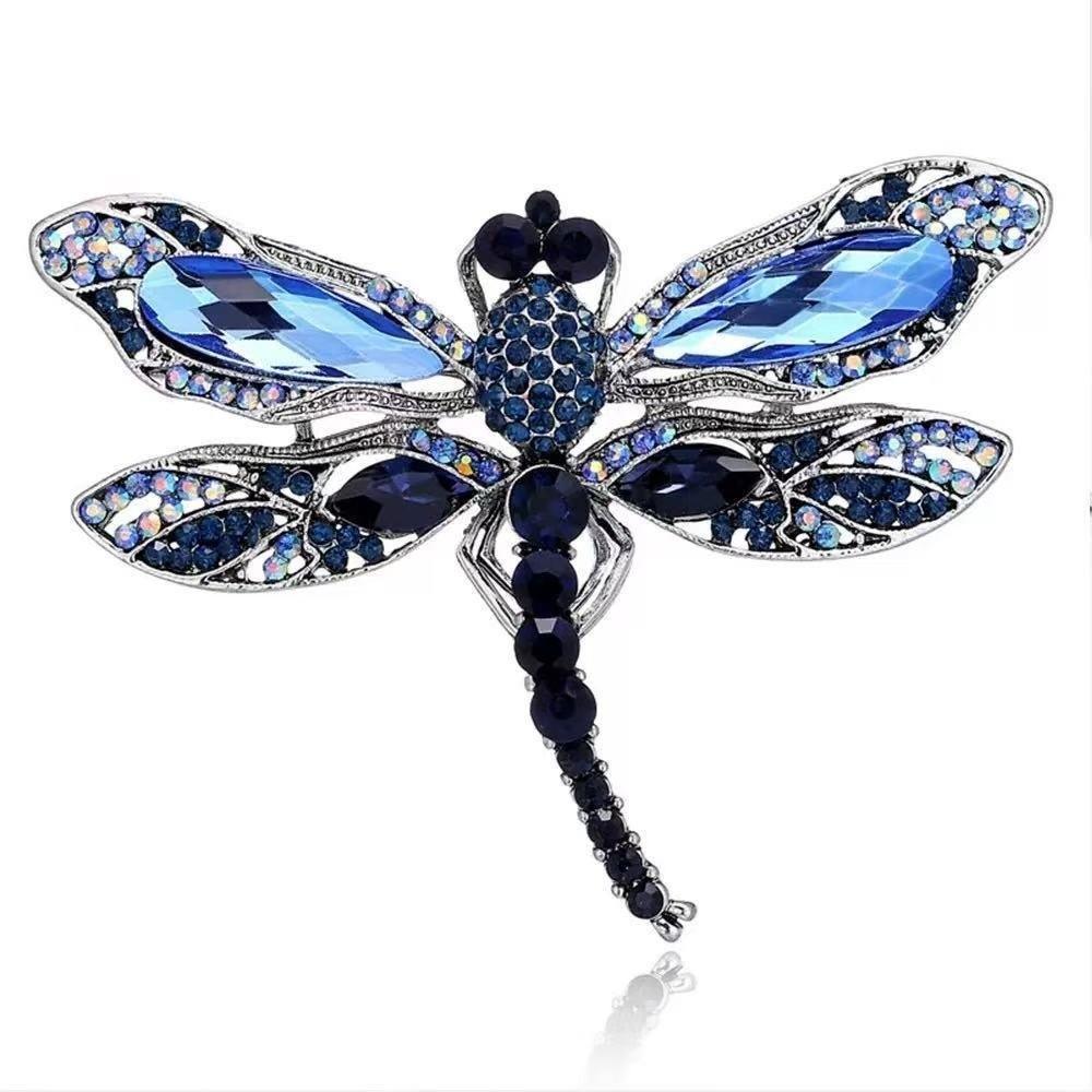Elegant Rhinestone Brooch Zinc Zinc Alloy Women Brooches Gifts Crystal Dragonfly Badge Pin Blazer