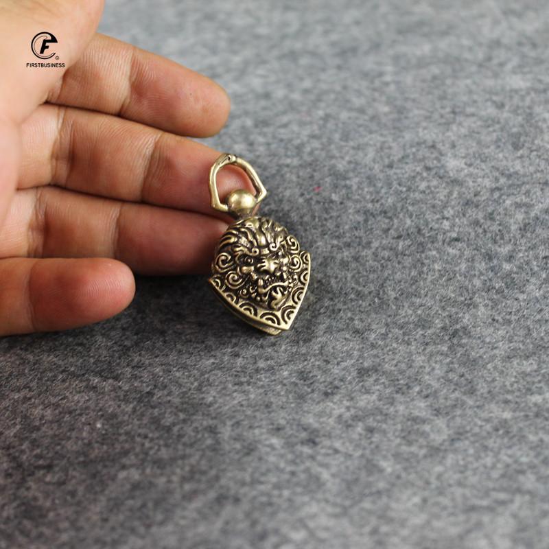 Медный Львиный Голова Колокольчик Маленькие Украшения Стол Фэн-шуй Декорации Ретро Латунный Брелок Подвески Домашний Декор для Гостиной