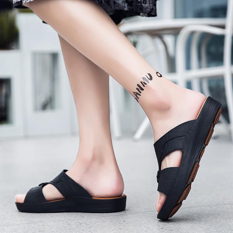 2025 Новые мужские шлепанцы больших размеров на массивной платформе, нескользящие, прочные, для улицы, повседневные, удобные, сандалии-слайды, дышащая обувь