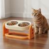 Double Bowls Pet High Footed Bowl Non-Slip Pet Water Feeder Container Household