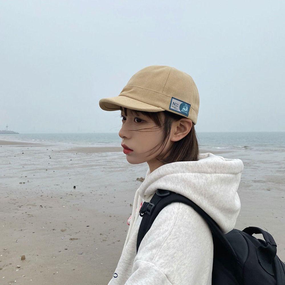 Japanese Style Short Brim Baseball Cap Solid Color Peaked Cap Casual Sunscreen Sun Hat  Sports