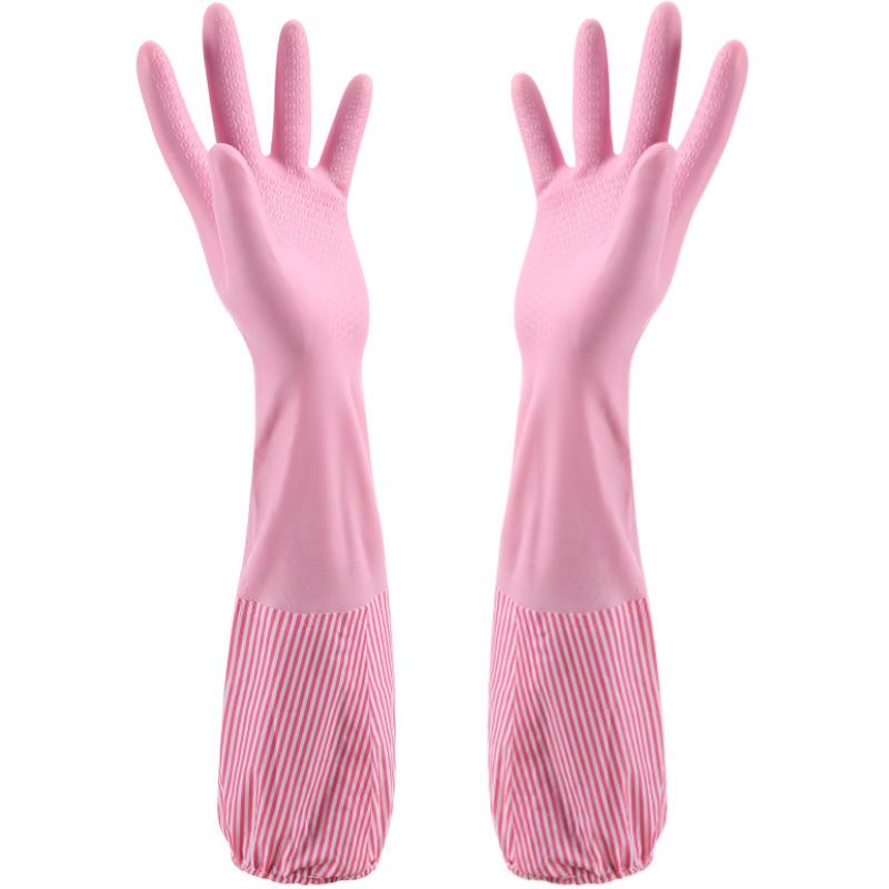 Extended Waterproof PVC Cleaning Gloves - Non-slip, Thin, and Durable for Kitchen, Dishwashing, Housework, and Laundry.