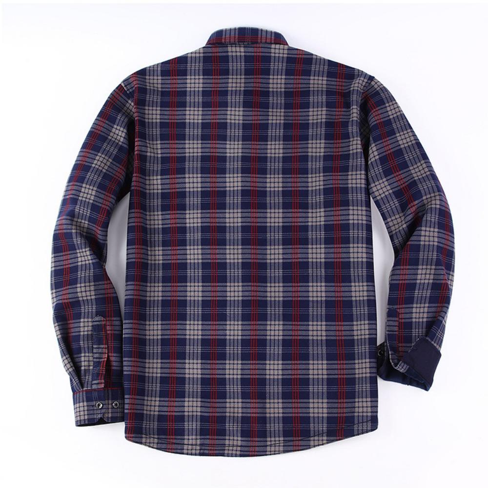 Американский размер Мужская рубашка с длинным рукавом Осень Зима Теплая Плюс Флис Утолщенная Клетка Большой размер Мода Не требующая глажки