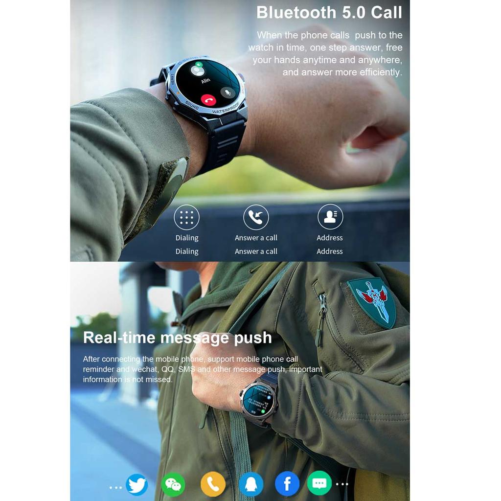 AMOLED Смарт-часы Мужские Спорт на открытом воздухе Фитнес K62 400 мАч Голосовой помощник Циферблат Звонок по Bluetooth Музыка Пульс Смарт-часы