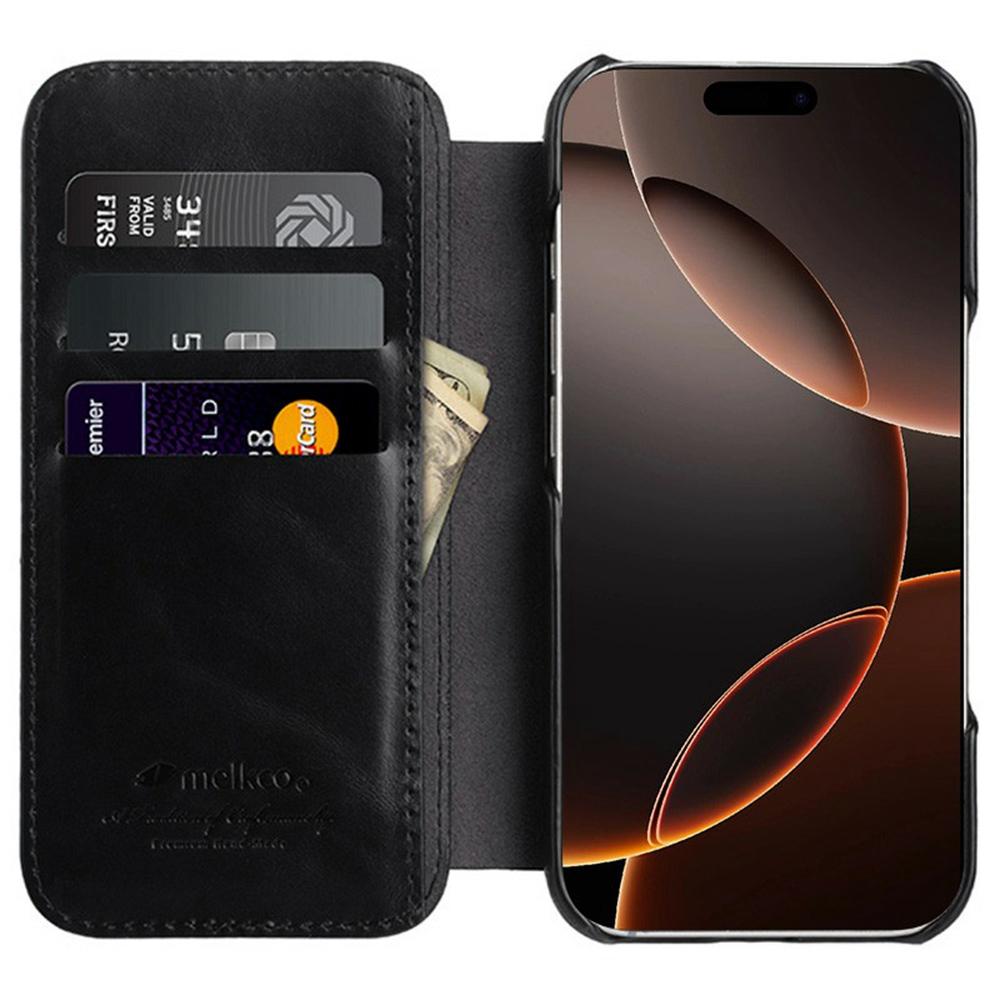 MELKCO Чехол для iPhone 16 Pro Max, совместимый с MagSafe, слоты для карт, чехол для телефона из натуральной коровьей кожи