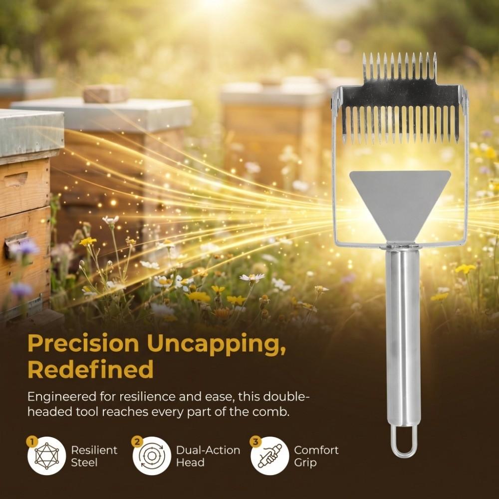Stainless Steel Honey Scraper Tool Wooden Handle Uncapping Fork Scraper Apiary Supplies