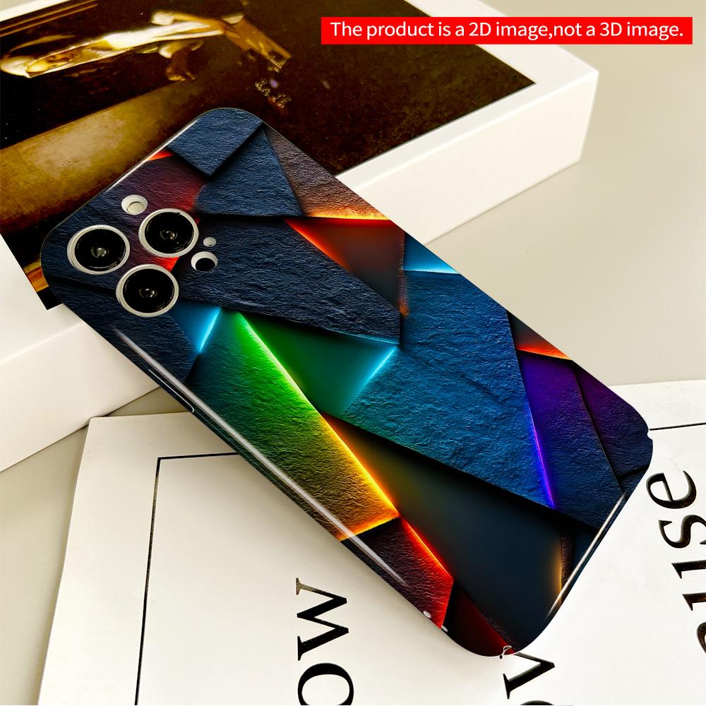 2DFlat Neon Glow Geometric Abstract Phone Case All inclusive film hard phone case, compatible with iPhone 18 Pro Max 17 16 15 14 13 12 11
