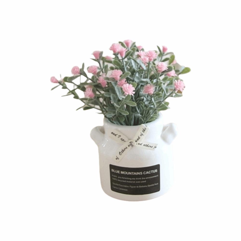 DIY Gifts Ceramic Pot Flowers Bonsai Mini Fake Potted Plants Artificial Babys Breath Home Decor