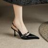 Женские летние туфли на высоком каблуке, шпилька, темпераментный дизайн, нишевые, с открытой пяткой, одинарные туфли, сандалии с закрытым носком