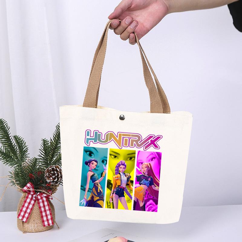 K-Pop Anime Cartoon Printed Student Large Capacity Portable Shoulder Bag Casual Canvas Bag