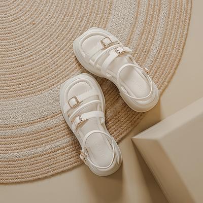 Женские босоножки на платформе весна и лето новые полоски на одно слово римские туфли мягкая подошва корейская версия римские туфли уличная пляжная обувь женская