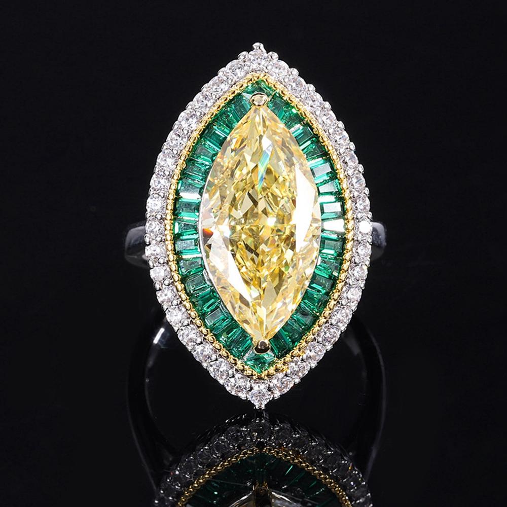 Модное 18-каратное позолоченное кольцо 9*18 мм необычное яркое кольцо из курнда для женщин подарок на годовщину стерлингового серебра 925 пробы ювелирные изделия