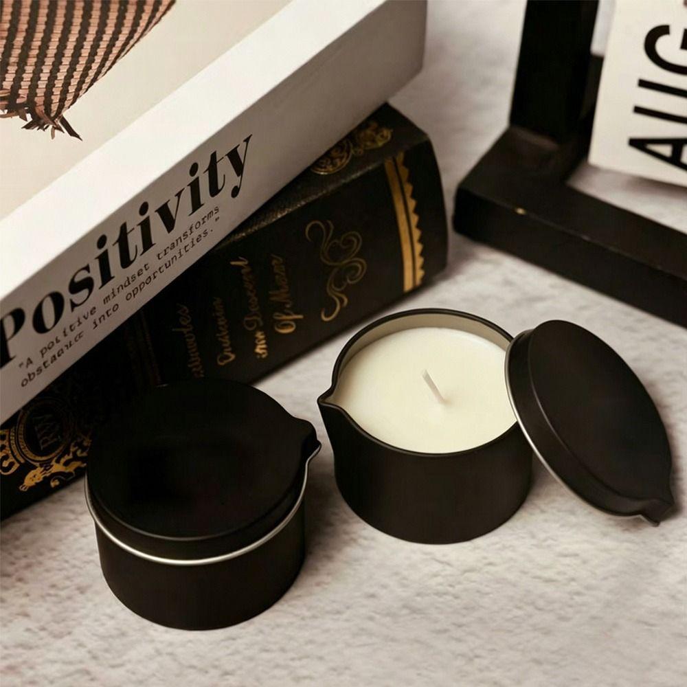 With Lid Round Candle Container Black Silver Color Empty Storage Can Massage Cream