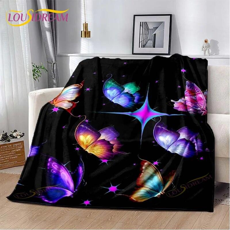 Одеяло с бабочкой, легкое мягкое плюшевое фланелевое одеяло для дивана, дивана, одеяло для пикника, одеяла для кроватей