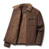 Spring and Winter Men's Anorak with Fleece Warm Wool Lapel Cargo Coat Casual Fashion Suede Solid Color Grey Parka