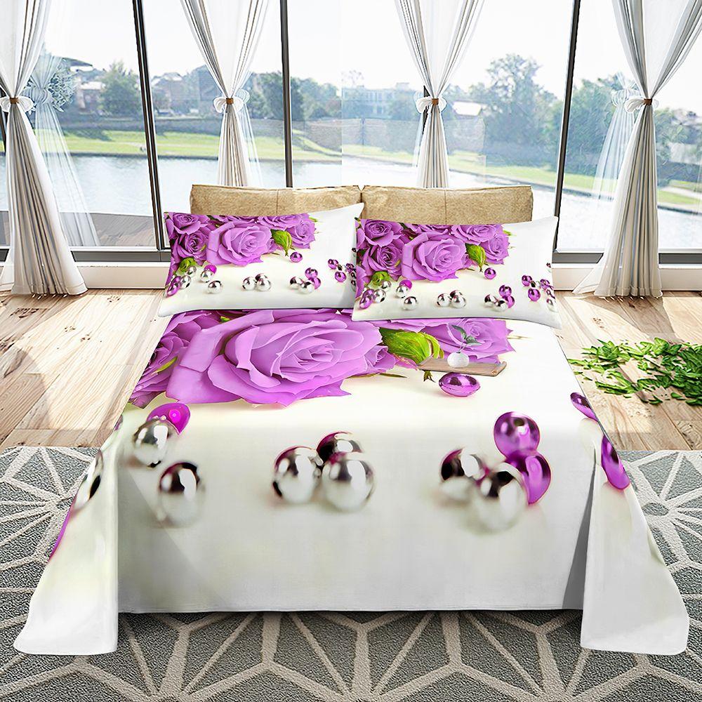 Flower Sliced Soft Universal Digital High-end Print Four Seasons Bedroom Bed Linen Single Set with Pillow Cover