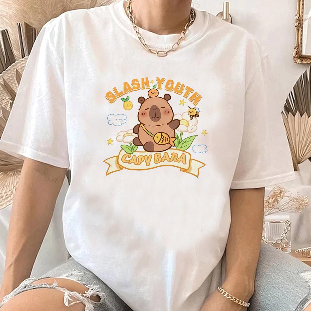 Capibara Capybara women 80s korean clothes Pop Culture Psychedelic Breathable t shirt Comfortable Classic women aesthetic